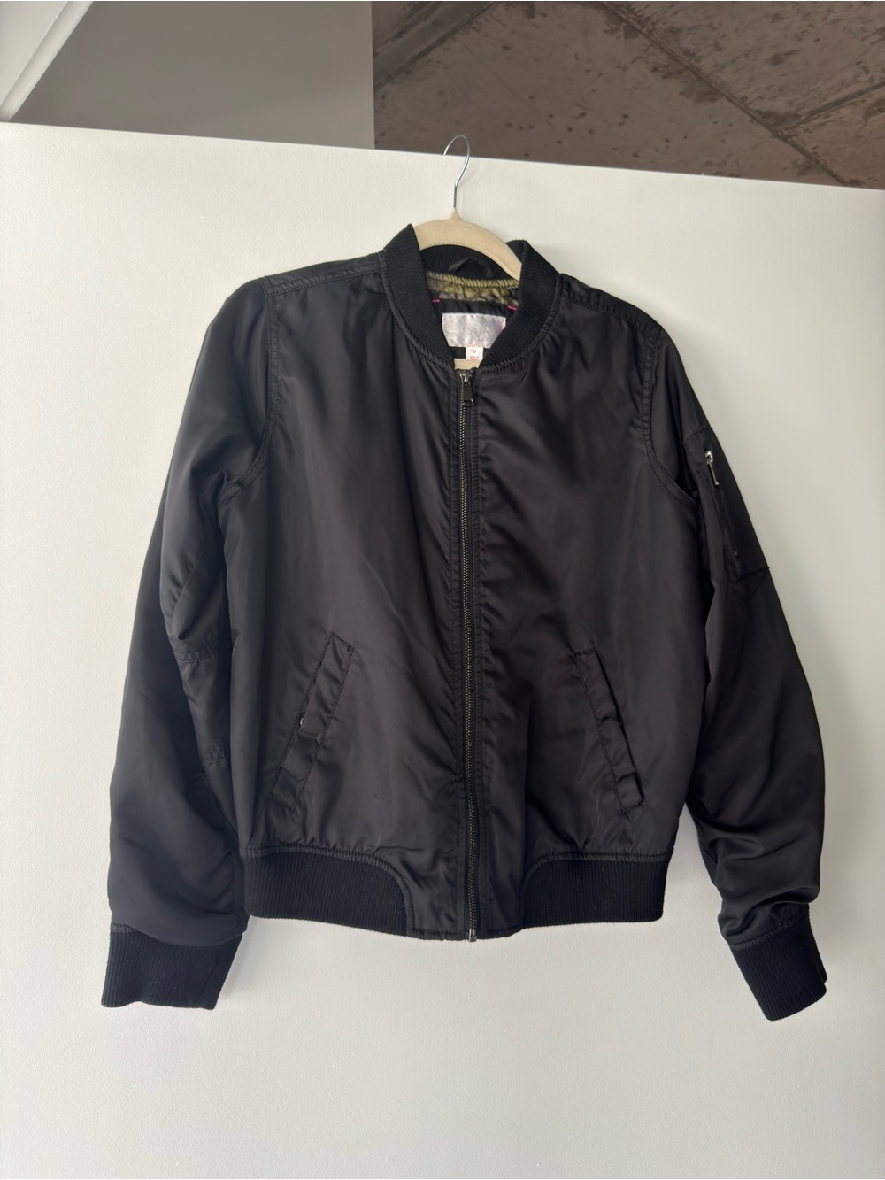 Black Bomber Jacket - Classic Zip Front